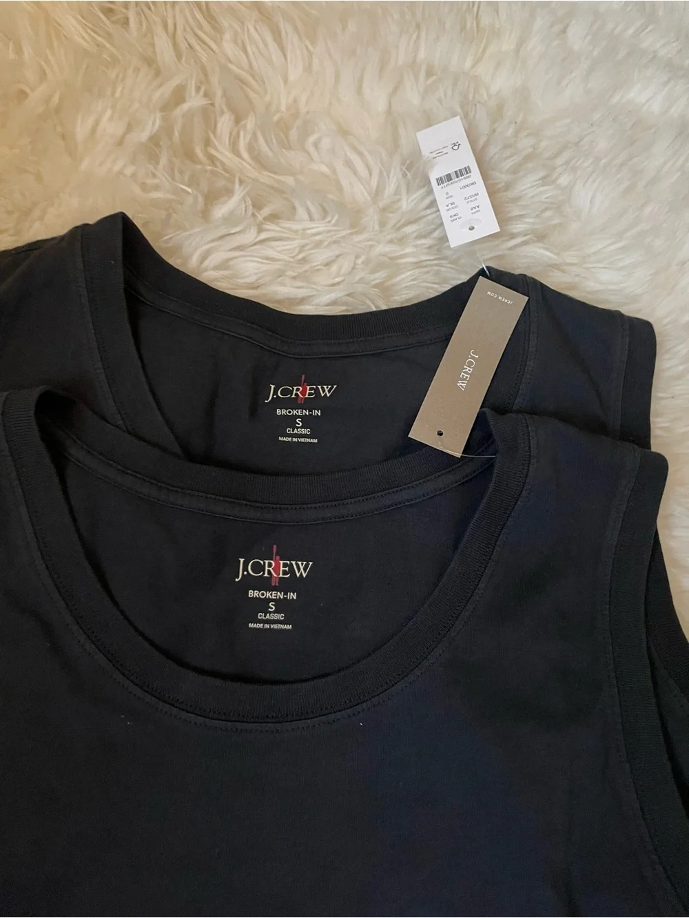 BNWT J Crew broken in cotton black faded tank top set of two